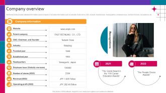 Company Overview Contents For Fashion Brand Company Profile CP SS V
