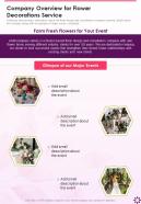 Company Overview For Flower Decorations Service One Pager Sample Example Document
