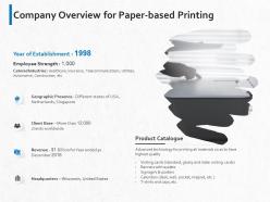 Company overview for paper based printing ppt powerpoint presentation styles format