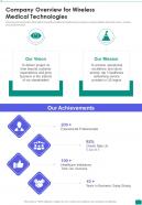Company Overview For Wireless Medical Technologies One Pager Sample Example Document