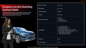 Company Overview Illustrating Business Details Car Dealership Company Overview