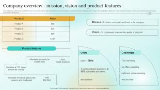 Company Overview Mission Vision And Product Features Marketing Plan To Enhance Business Mkt Ss