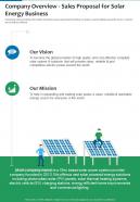 Company Overview Sales Proposal For Solar Energy Business One Pager Sample Example Document
