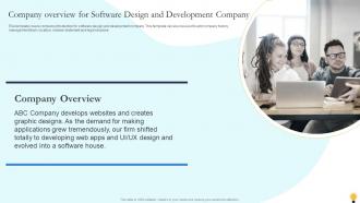 Company Overview Software Design And Development Company Agile Playbook For Software Designers