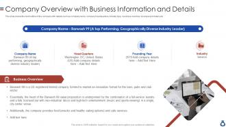 Company overview with business confidential information memorandum with operational