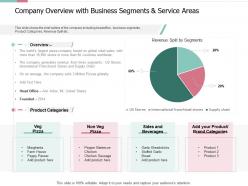 Company overview with business segments and service areas pitch deck for private capital funding