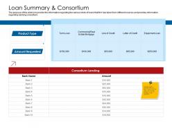 Company Playbook Loan Summary And Consortium Ppt Powerpoint Presentation Model Elements