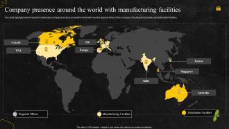 Company presence around the world with manufacturing food and beverage company profile
