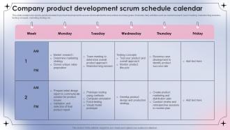 Company Product Development Scrum Schedule Calendar