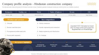 Company Profile Analysis Hindustan Construction Industry Report For Global Construction Market