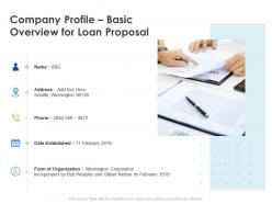 Company Profile Basic Overview For Loan Proposal Ppt Powerpoint Template