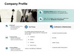 Company profile certifications ppt powerpoint presentation outline example topics