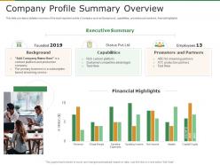 Company profile summary overview subscription revenue model for startups ppt show
