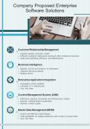 Company Proposed Enterprise Software Solutions One Pager Sample Example Document