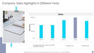 Company Sales Highlights In Different Years