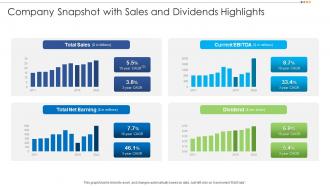 Company Snapshot With Sales And Dividends Highlights