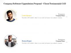 Company software upgradation proposal client testimonials l2217 ppt powerpoint file