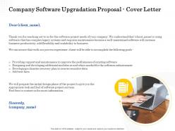 Company software upgradation proposal cover letter ppt powerpoint presentation skills