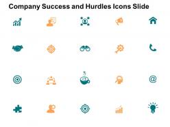 Company success and hurdles icons slide and opportunity f19 powerpoint presentation slides