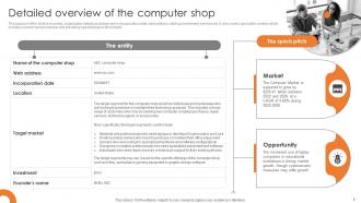 Company Summary Of The Computer Shop Business Powerpoint Ppt Template Bundles BP MM Professional Content Ready