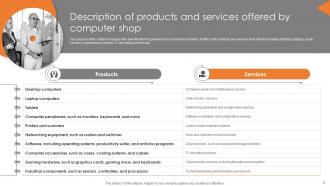 Company Summary Of The Computer Shop Business Powerpoint Ppt Template Bundles BP MM Visual Content Ready