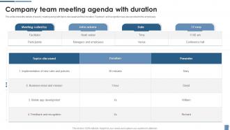 Company Team Meeting Agenda With Duration