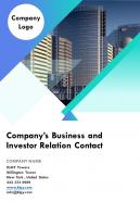 Companys business and investor relation contact template 38 report infographic ppt pdf document