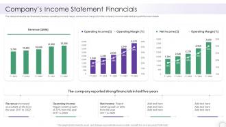 Companys Income Statement Financials It Company Report Sample