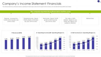 Companys Income Statement Financials Key Business Details Of A Technology Company
