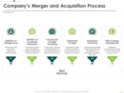 Companys merger and acquisition process routes to inorganic growth ppt summary