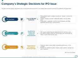 Companys strategic decisions for ipo issue general and ipo deal ppt structure