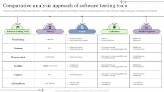 Comparative Analysis Approach Of Software Testing Tools