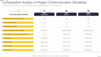 Comparative Analysis Of Project Communication Standards Project Team Engagement Activities