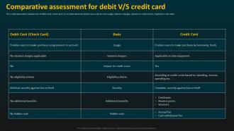 Comparative Assessment For Debit V S Credit Card E Banking Management And Services