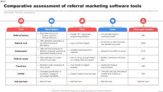 Comparative Assessment Of Referral Marketing Customer Marketing Strategies To Encourage