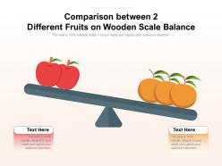 Comparison between 2 different fruits on wooden scale balance