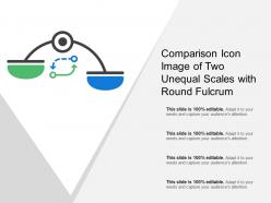 Comparison icon image of two unequal scales with round fulcrum