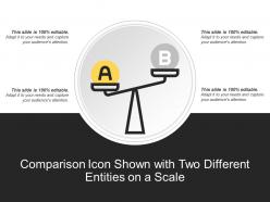Comparison icon shown with two different entities on a scale