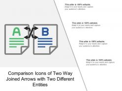 Comparison icons of two way joined arrows with two different entities