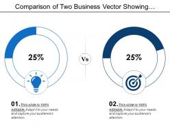Comparison of two business vector showing percentage