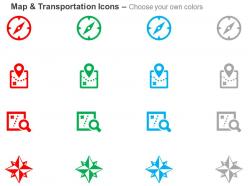Compass map location search direction indication ppt icons graphics