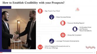 Compelling Ways To Establish Credibility With Prospects In Sales Training Ppt