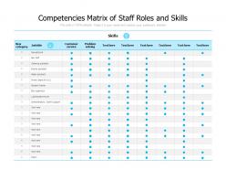 Competencies matrix of staff roles and skills