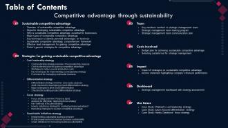 Competitive Advantage Through Sustainability Table Of Contents