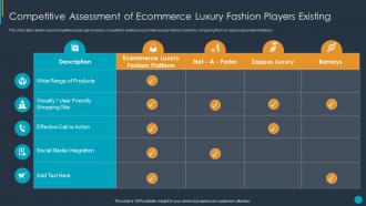 Competitive assessment of ecommerce fashion extravagance platform