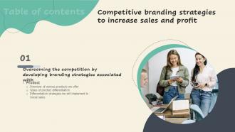 Competitive Branding Strategies To Increase Sales And Profit Table Of Content