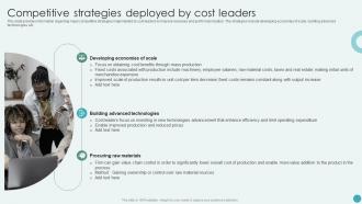 Competitive Strategies Deployed By Cost Leaders Revamping Corporate Strategy