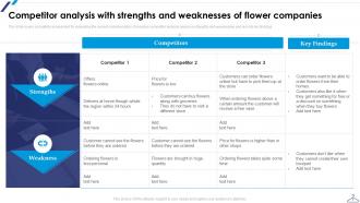 Competitor Analysis With Strengths And Weaknesses Of Flower Companies Ppt Slides