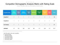 Competitor demographic analysis matrix with rating scale
