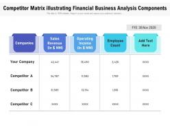 Competitor matrix illustrating financial business analysis components